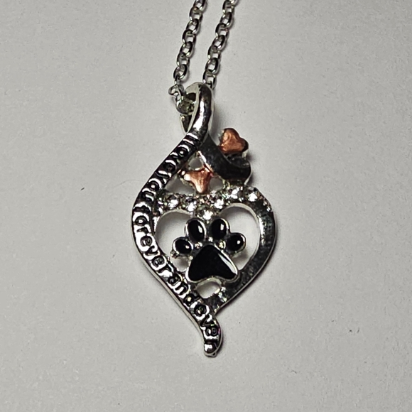 Dog Paw Necklace & Free Pet Alert Sticker TWO LEFT! - Picture 1 of 4